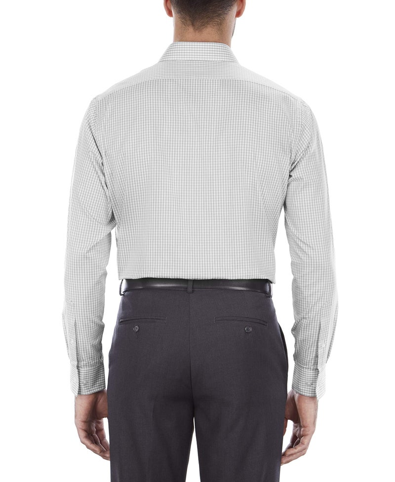 Van Heusen Men's Regular Fit Flex Collar Check Shirt, Grey Pearl, 17" Neck 36"-37" Sleeve - Image 2